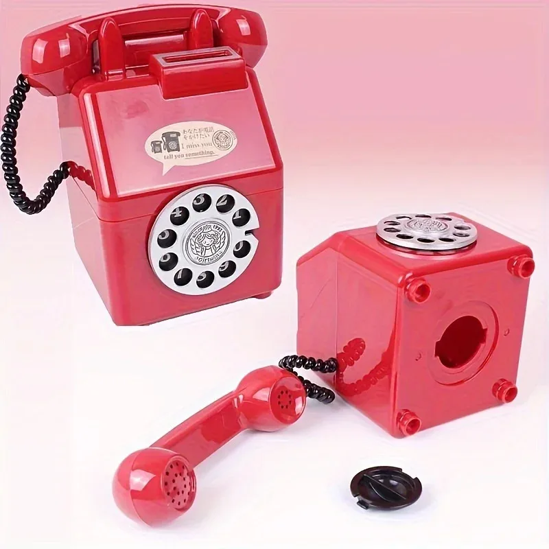 Alcancía de teléfono Vintage de gran capacidad, banco de ahorro creativo de plástico decorativo plateado para decoración del hogar, 1 unidad