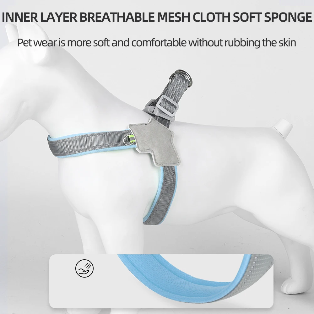 Arnés para perros sin tirones para perros pequeños y medianos, correa para el pecho ajustable reflectante para gatos, Collar de plomo para cachorros, Bulldog Francés, suministros para mascotas - imagen 3