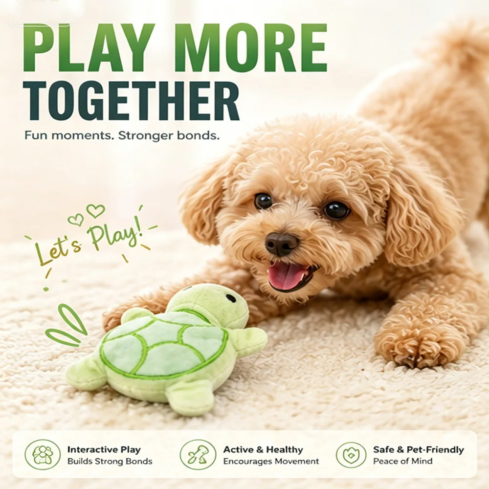 Juguete con sonido de mini tortuga de peluche para perros pequeños - imagen 4