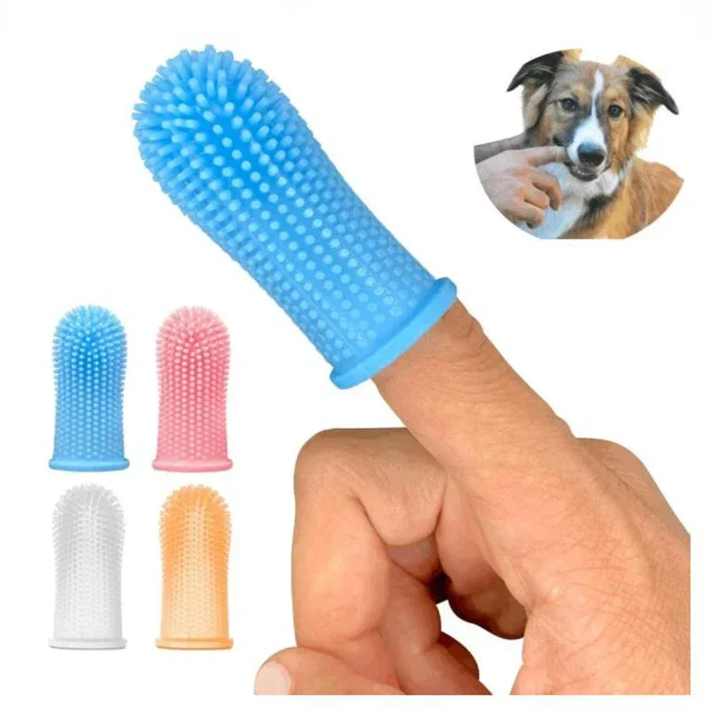 4 Uds. Cepillo de dientes para dedos de mascotas, limpieza súper suave para perros, cuidado del mal aliento, herramienta de cepillo de dientes de silicona, suministros de limpieza para perros y gatos