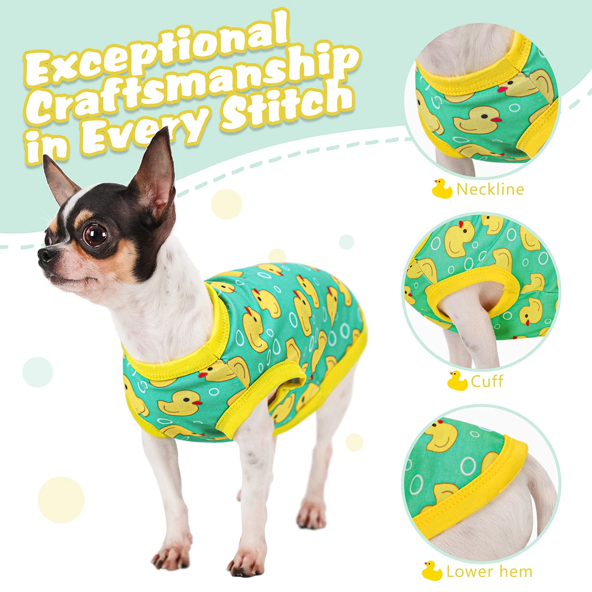 Camisa sin mangas para perros: camiseta sin mangas de pato amarillo que absorbe la humedad, transpirable, resistente a las arrugas, para perros pequeños, medianos y grandes - imagen 4