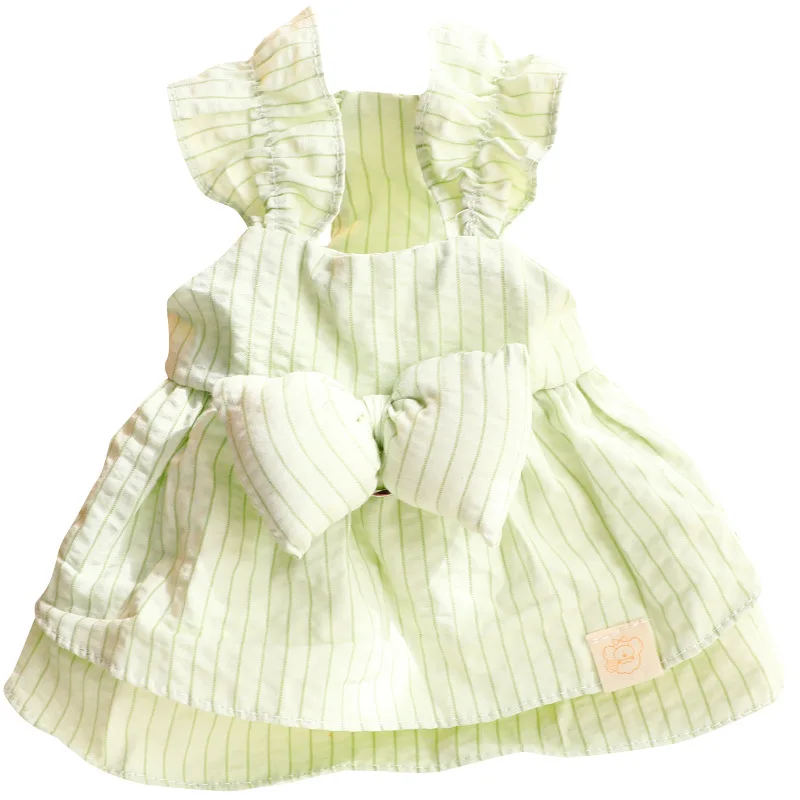 Nuevo vestido de perro de algodón puro de primavera y verano, diseño clásico a rayas con lazo encantador para Bichon, Schnauzer y Chihuahua - imagen 5