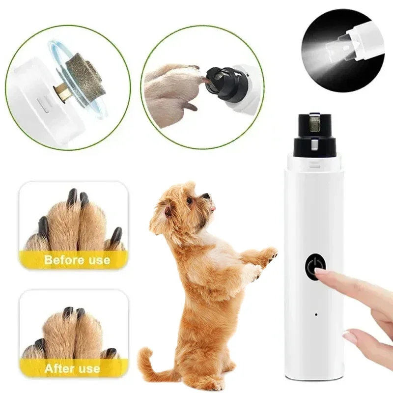 Lijadora de uñas recargable para perros y gatos silenciosa con LED