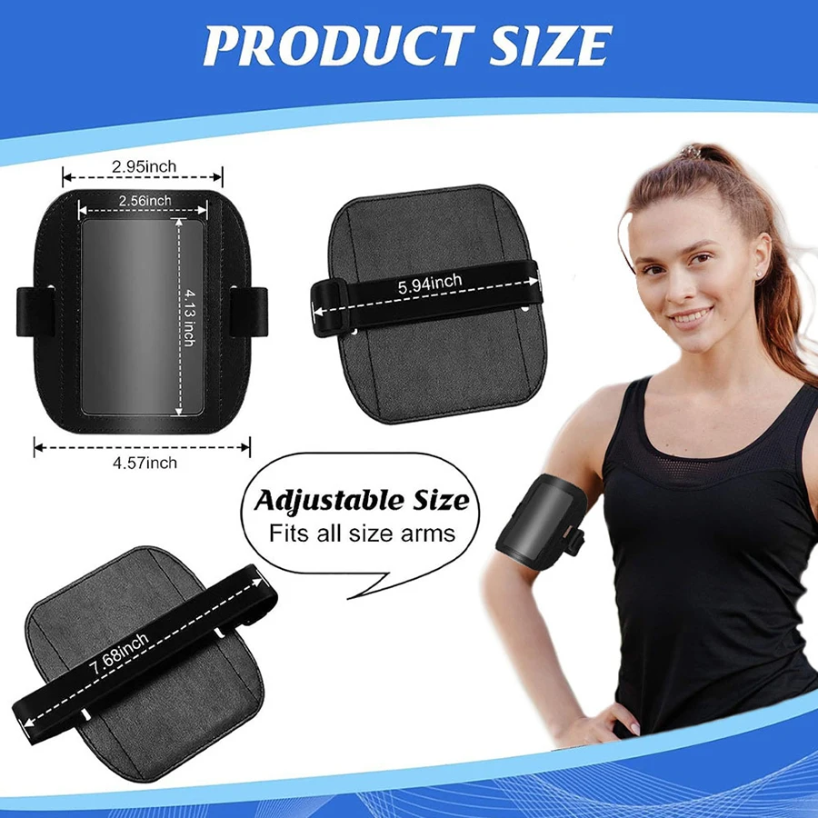 Bandas de brazo horizontales de cuero PU de alta calidad, funda para Tarjeta De Nombre ajustable impermeable, funda elástica para tarjeta de paso - imagen 4