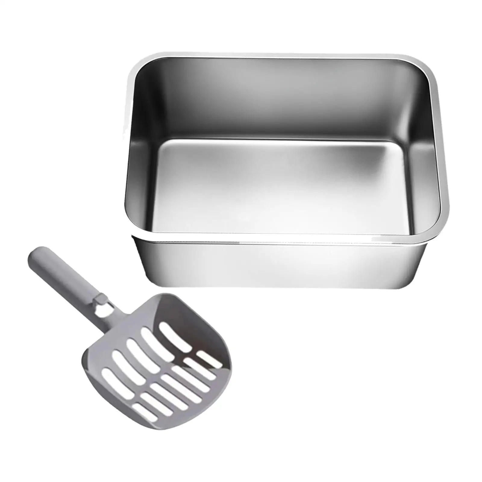 Open Top Pet Cat Litter Box Stainless Steel Pet Bedpan for Bunny Kitten Cat