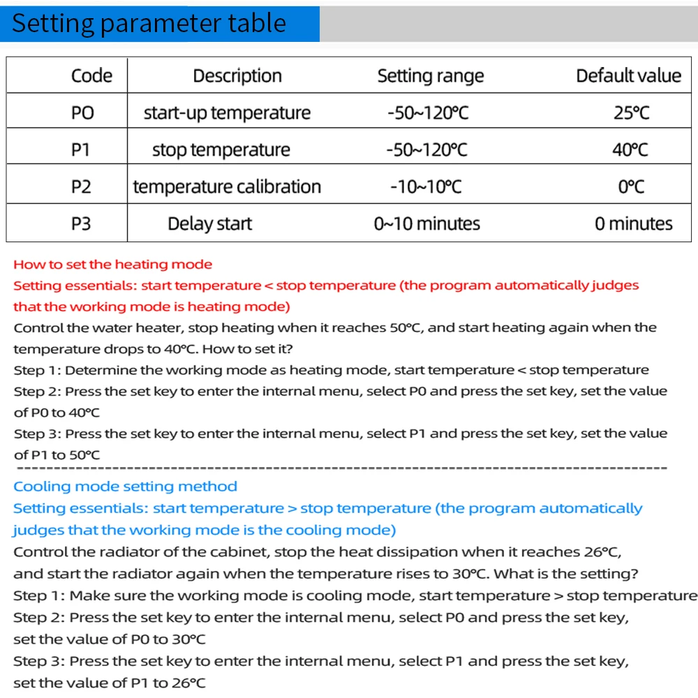 Controlador de temperatura W2022, pantalla LED AC110/220V, termostato Digital, microordenador inteligente de 1500W, Control preciso de temperatura - imagen 5