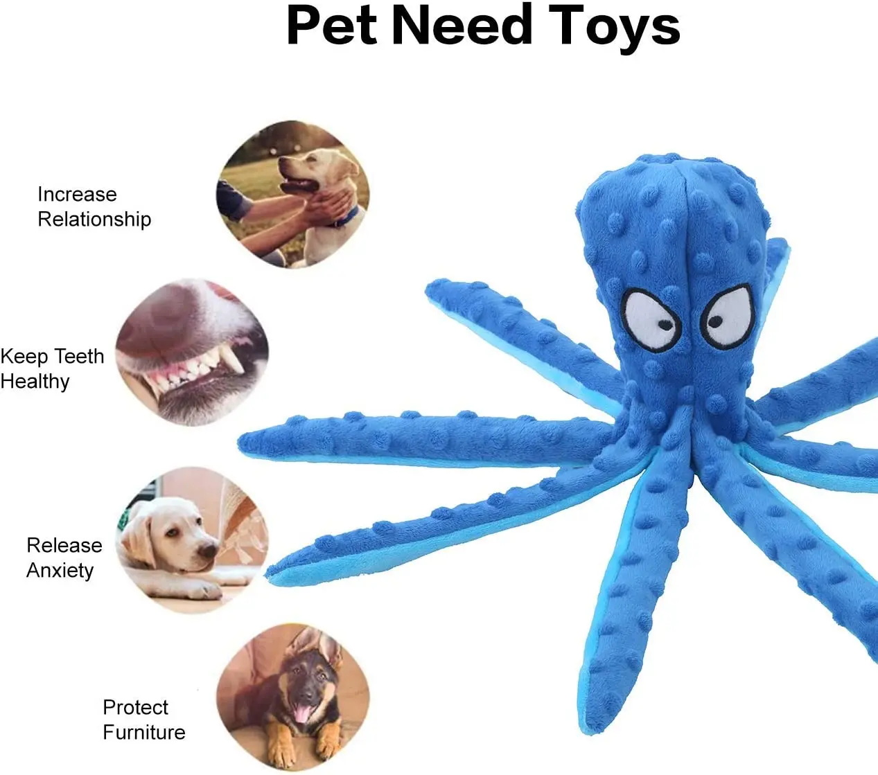 Juguete de peluche para perro, rompecabezas de concha de pulpo con voz, resistente a mordeduras, interactivo, limpieza de dientes de perro, juguete para masticar, suministros para mascotas - imagen 3