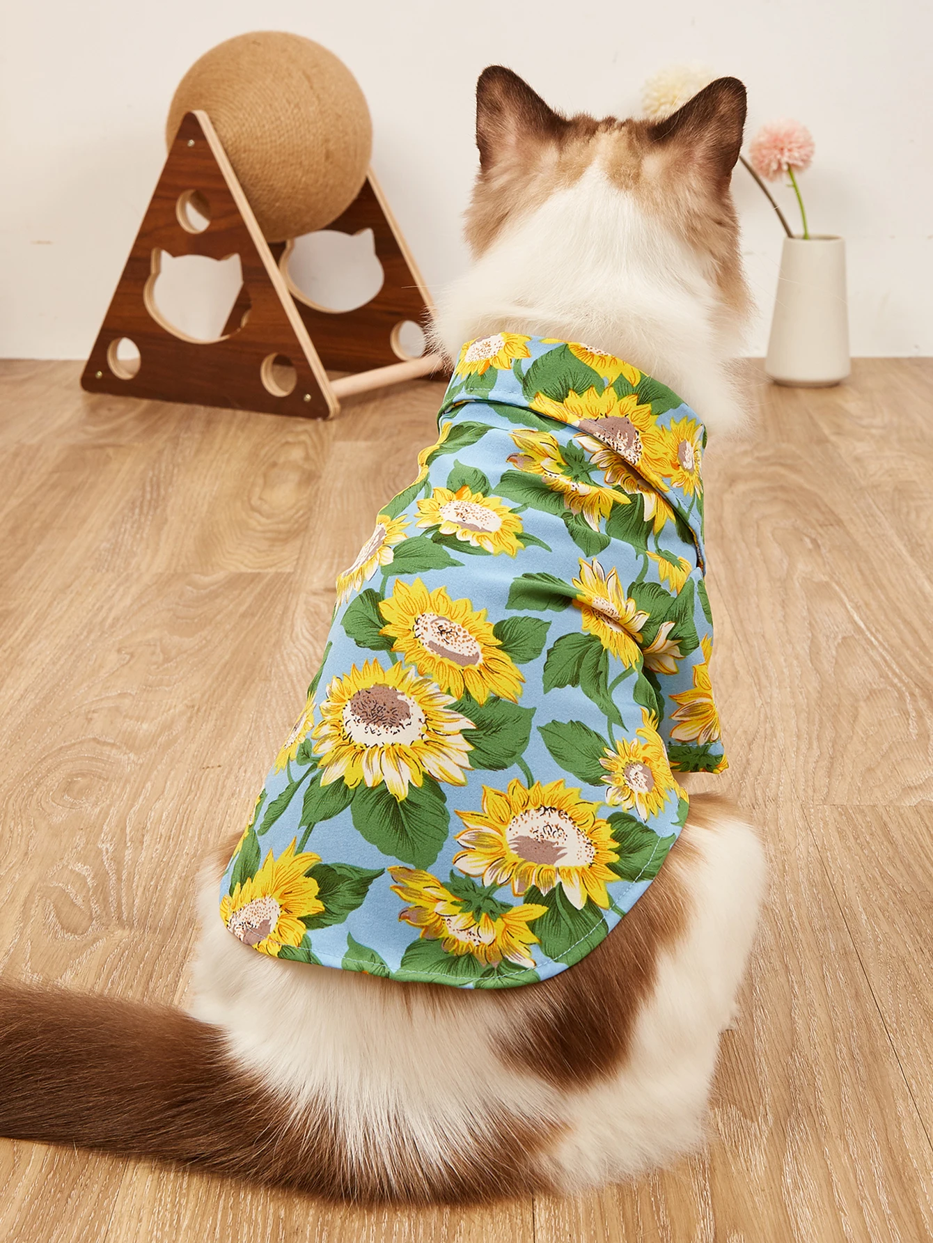 Camisa con estampado de girasol para perros pequeños, disfraz suave para mascotas, ropa Premium para uso diario