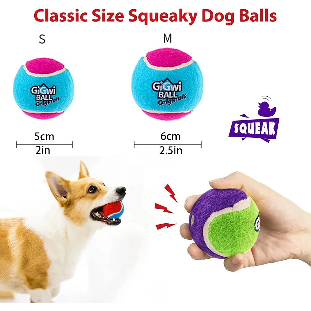 OUZEY 4 unids/set mascotas perro pelota de tenis chirriante juguetes resistente a mordeduras pelota de goma con sonido de alto rebote para perros pequeños y medianos juguete de entrenamiento - imagen 2