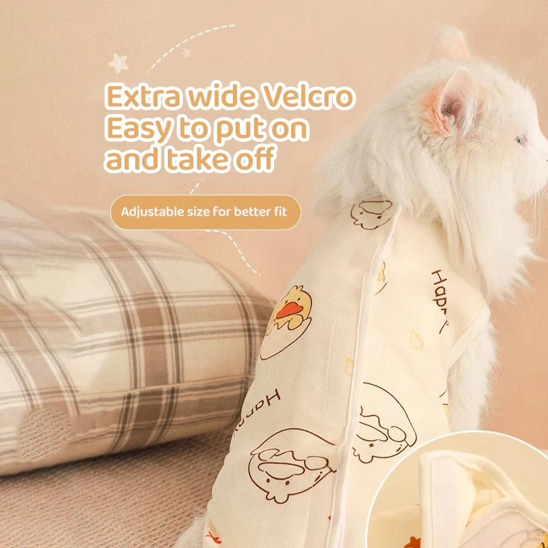 HOOPET-traje de cirugía para gato, ropa de recuperación Post Spay, diseño de dinosaurio/cáscara de huevo/Cactus, transpirable, ligero, suave, cuello electrónico, Alternat - imagen 4