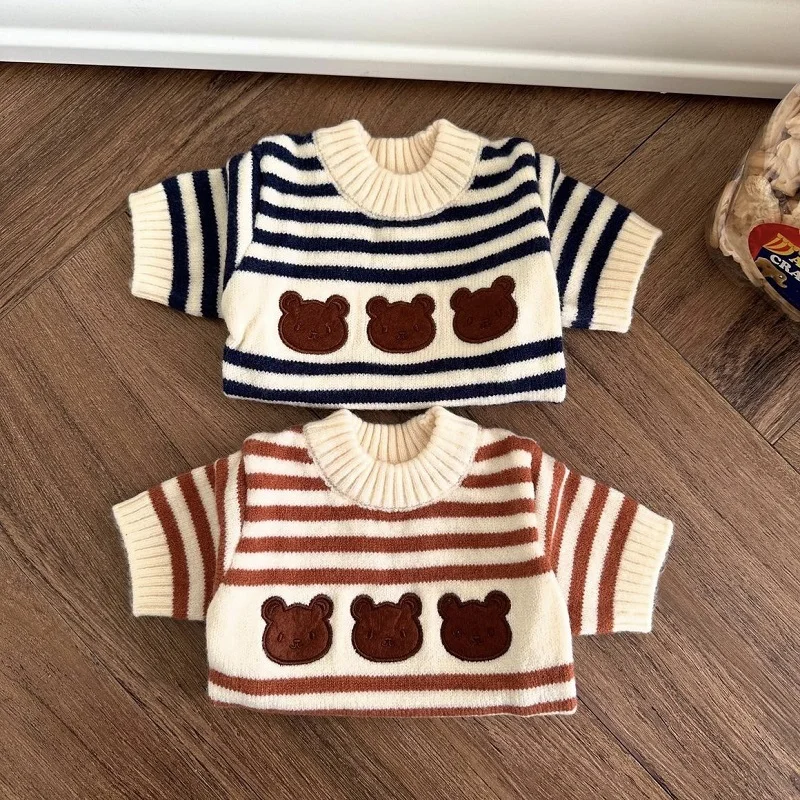 Ropa bonita de oso para perros, suéter a rayas de otoño e invierno para perros, abrigo cálido para mascotas, ropa de punto, jersey para cachorros Chihuahua Dachshund