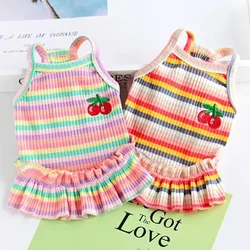 Vestido de lujo a rayas con estampado frutas para perro gato Chihuahua