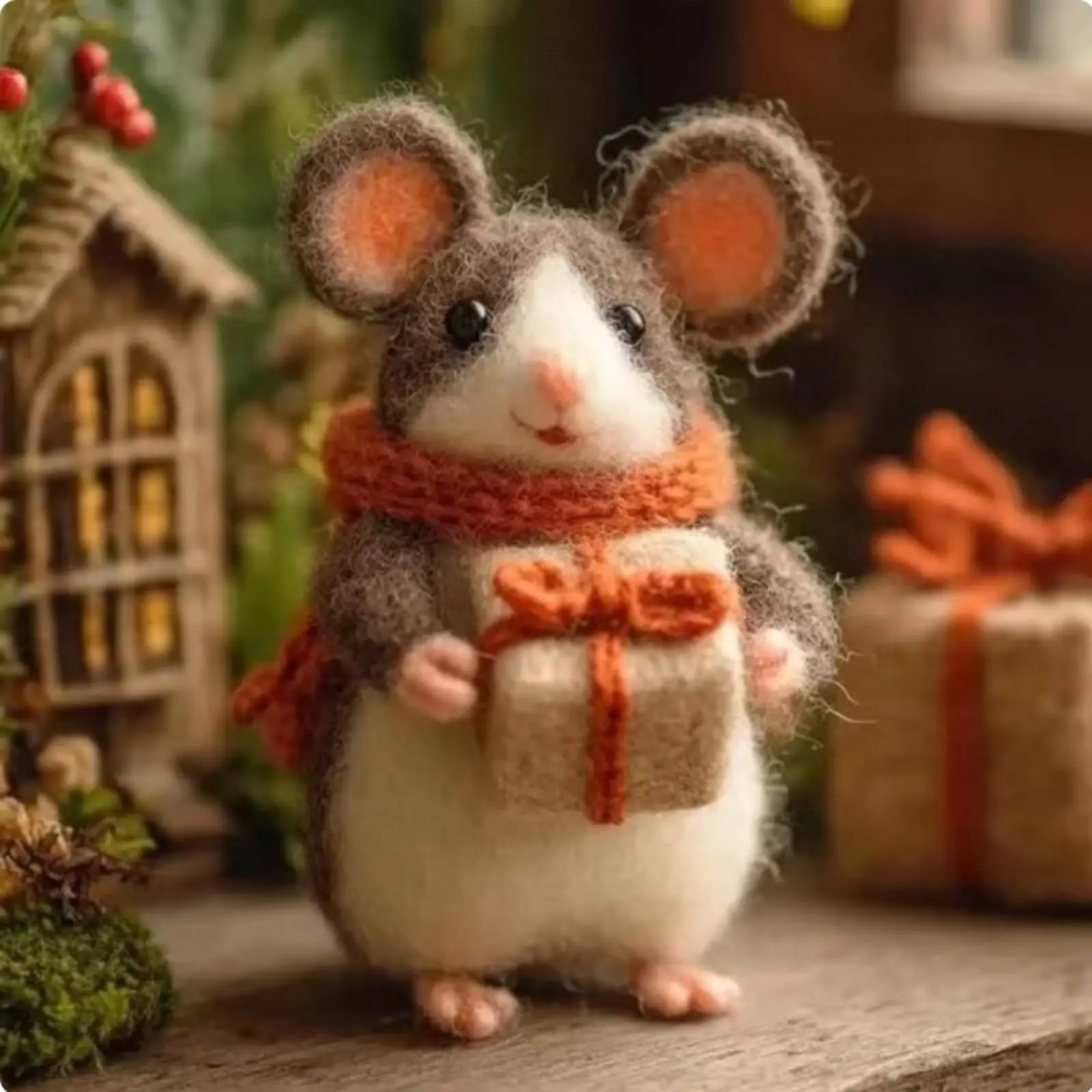 Muñeco de ratón navideño para gato – Juguete y decoración de escritorio - imagen 3