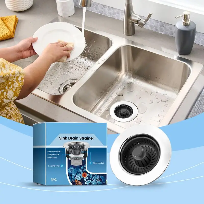 Colador de drenaje para fregadero, colador de drenaje con núcleo de rebote, cesta antiobstrucción, equipo de plomería de drenaje rápido, recogedor de pelo para baño - imagen 2