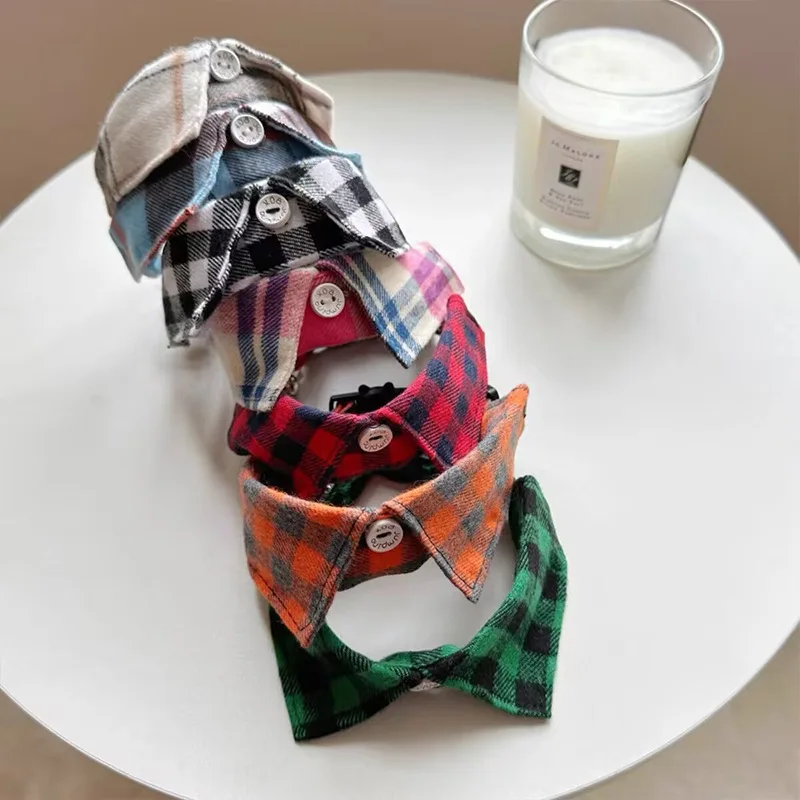 Collar de gato con pajarita a cuadros, Collar desmontable estilo esmoquin con campana para boda y cumpleaños, accesorio para perros pequeños - imagen 2
