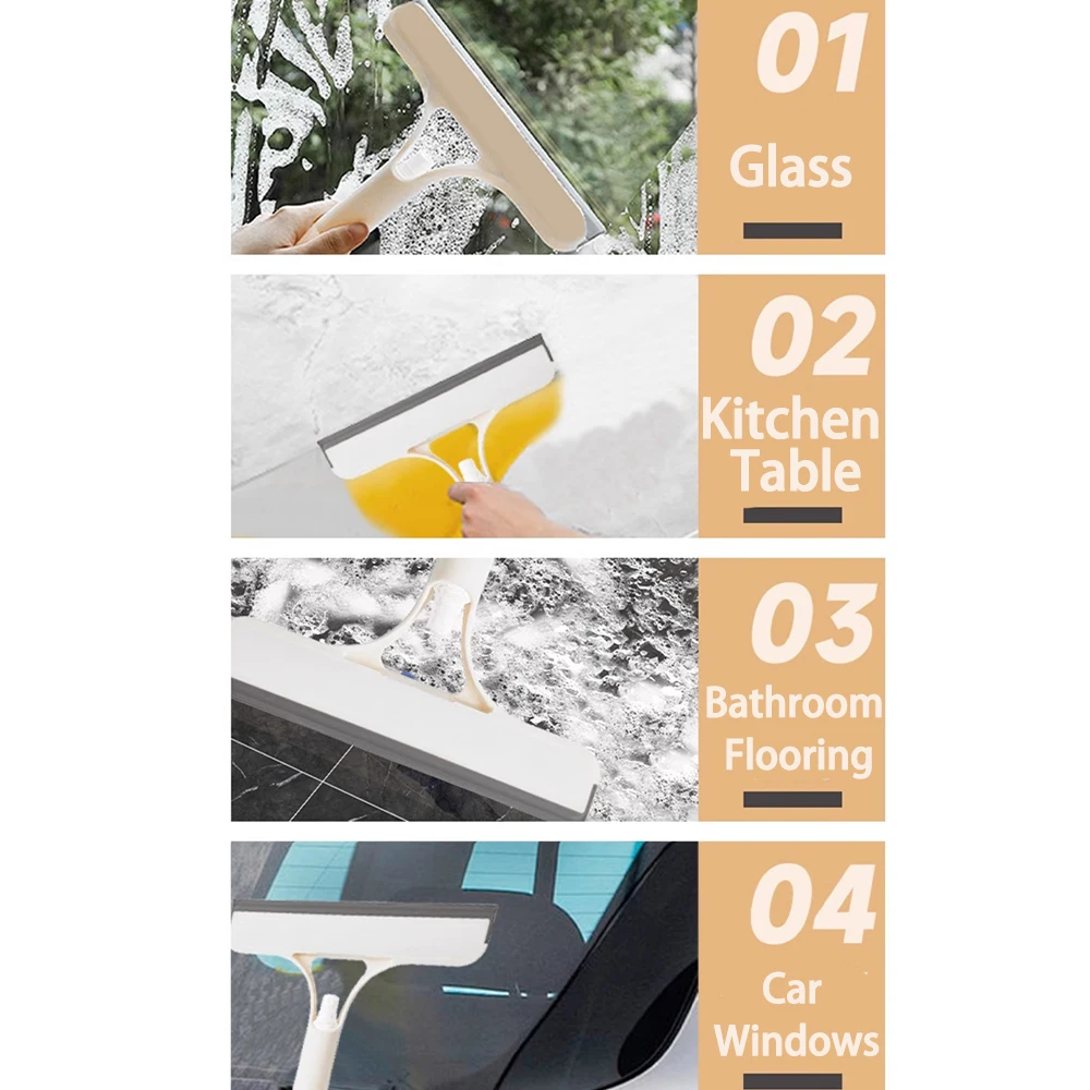 Espejo de limpieza de vidrio multifuncional 3 en 1 para el hogar con botella pulverizadora, raspador de fregado de fibra ultrafina, raspador de ventana - imagen 3