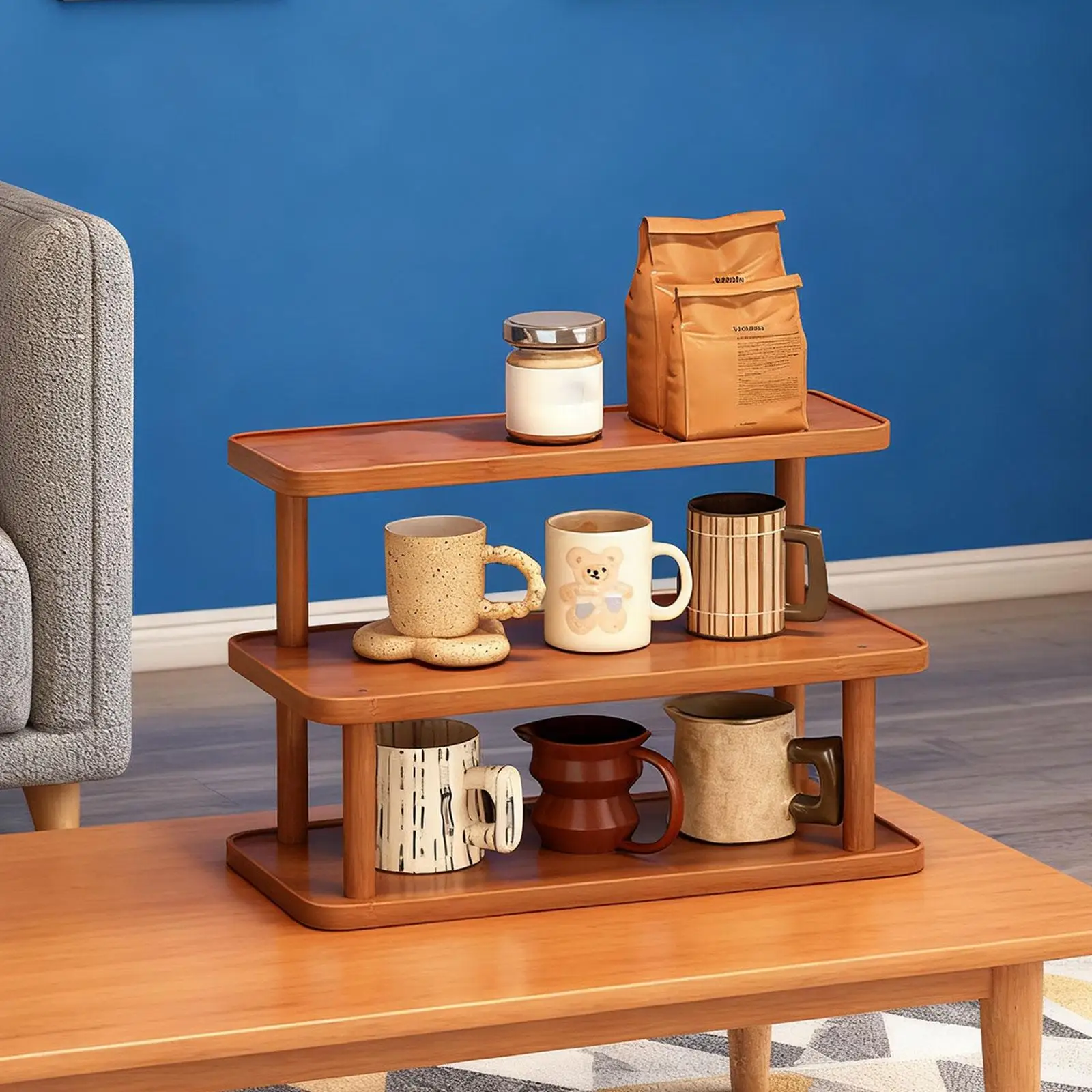 Soporte de exhibición de elevadores, soporte de Perfume escalonado, soporte de almacenamiento portátil de 3 niveles, portavasos Simple para figuras, encimera, dormitorio