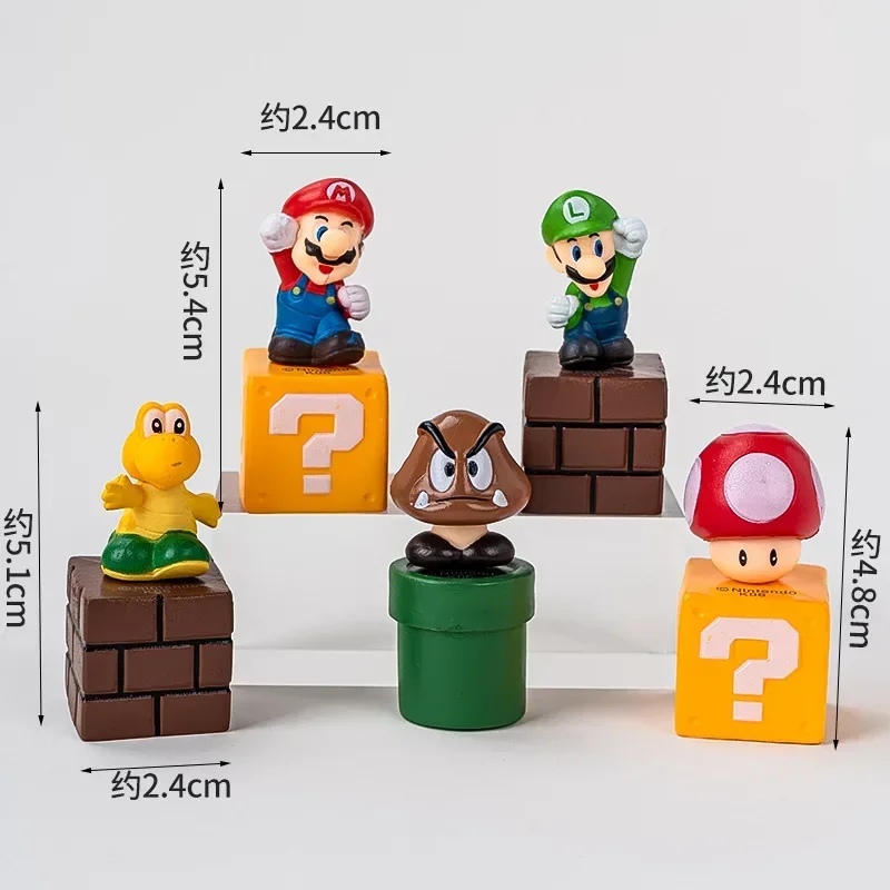 Super Marios Bros decoración de pasteles conjunto de muñecas Anime Luigi Yoshi PVC figura de acción juguete Baby Shower niños suministros de fiesta de cumpleaños regalo - imagen 5