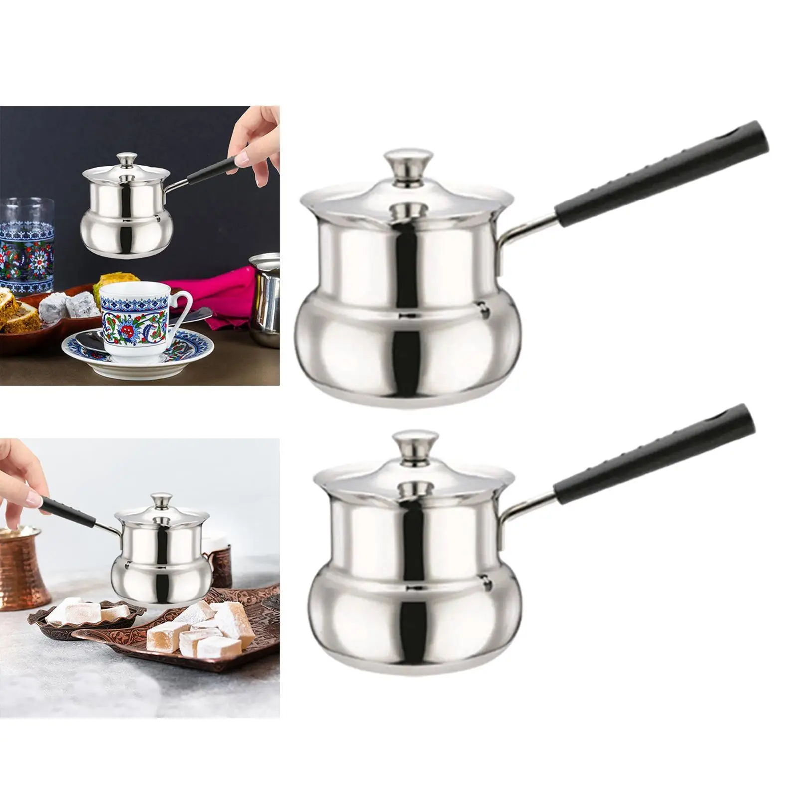 Turkish Coffee Pot Universal for Induction Cookers Chocolate Melting Pan Pour over Coffee Kettle for Travel Restaurant Camping