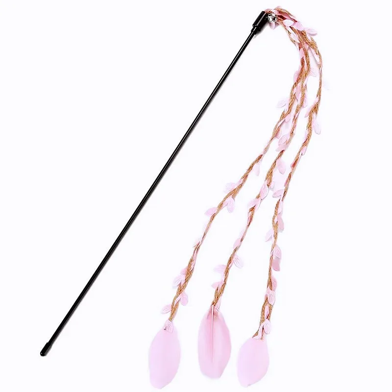 Juguete palo interactivo para gatos con plumas, cuerda y campana - imagen 3