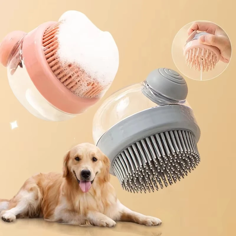 Cepillo de baño para mascotas, silicona suave con dispensador de champú, masaje suave para el cuidado y limpiar la piel y el cabello, 1 ud. - imagen 2