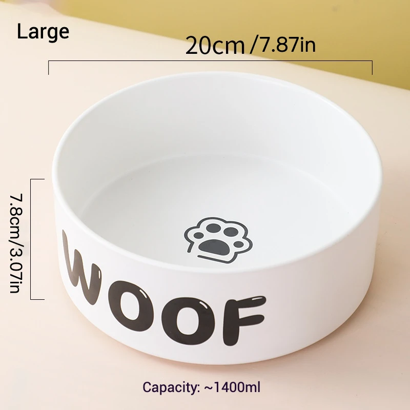 Cuenco de cerámica para gatos a prueba de salpicaduras y punta, plato elevado antiderrames para alimentos y agua, gran capacidad, 800ml, 1400ml, Base estable - imagen 3