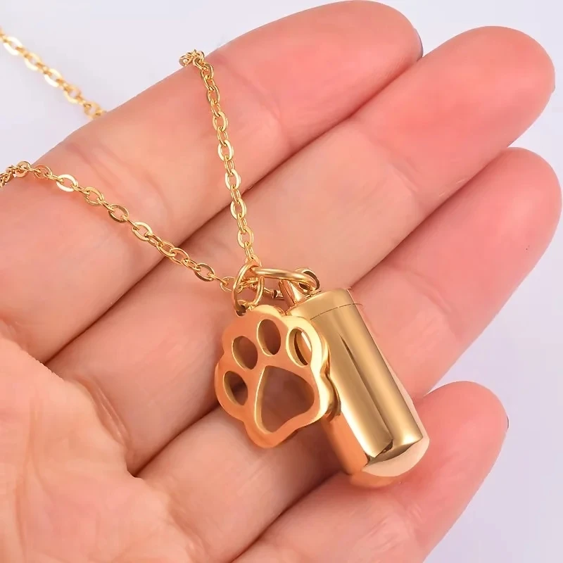 Collar de urna conmemorativa personalizado para mascotas, colgante de acero inoxidable para recuerdo de gato, soporte para cenizas, joyería de cremación, envío directo - imagen 4