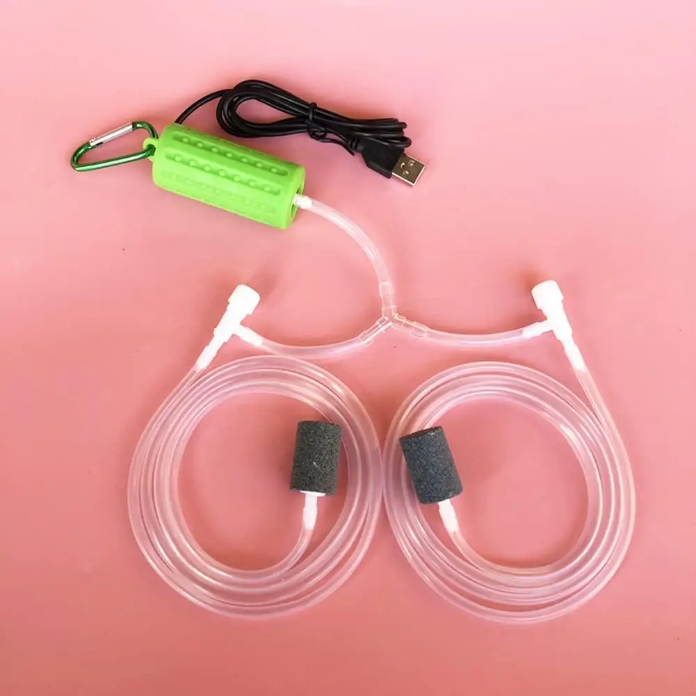 Mini bomba de oxígeno con piedra de aire doble para acuario, bomba de aire silenciosa, carga USB, ahorro de energía, accesorios para peceras - imagen 3