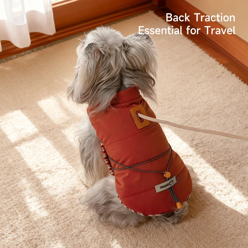 HOOPET Ropa de invierno para perros con orificio para correa, chaleco cálido a prueba de viento para perros pequeños y medianos, prevención de escape antideslizante - imagen 3