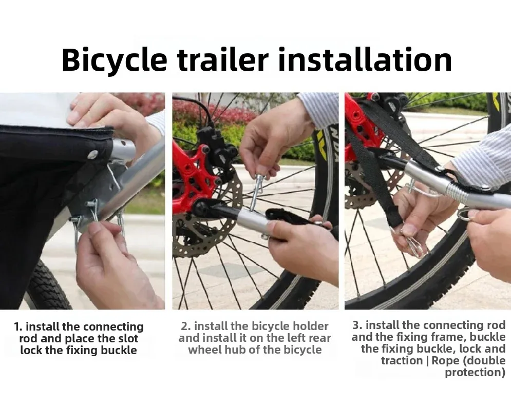 Remolques para mascotas para ciclismo al aire libre, bicicleta de montaña, cubo para remolque montado en la parte trasera, remolque para perros y gatos, cochecitos para perros con bicicleta push-pull - imagen 5