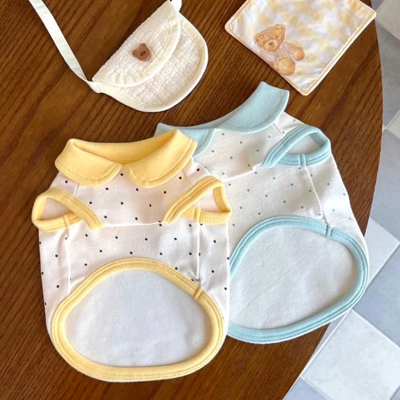 Chaleco de algodón bonito para mascotas de verano, chaleco de encaje de lunares, ropa bonita para mascotas, ropa para perros y gatos, chaleco para perros Yorkshire con oso de peluche - imagen 3