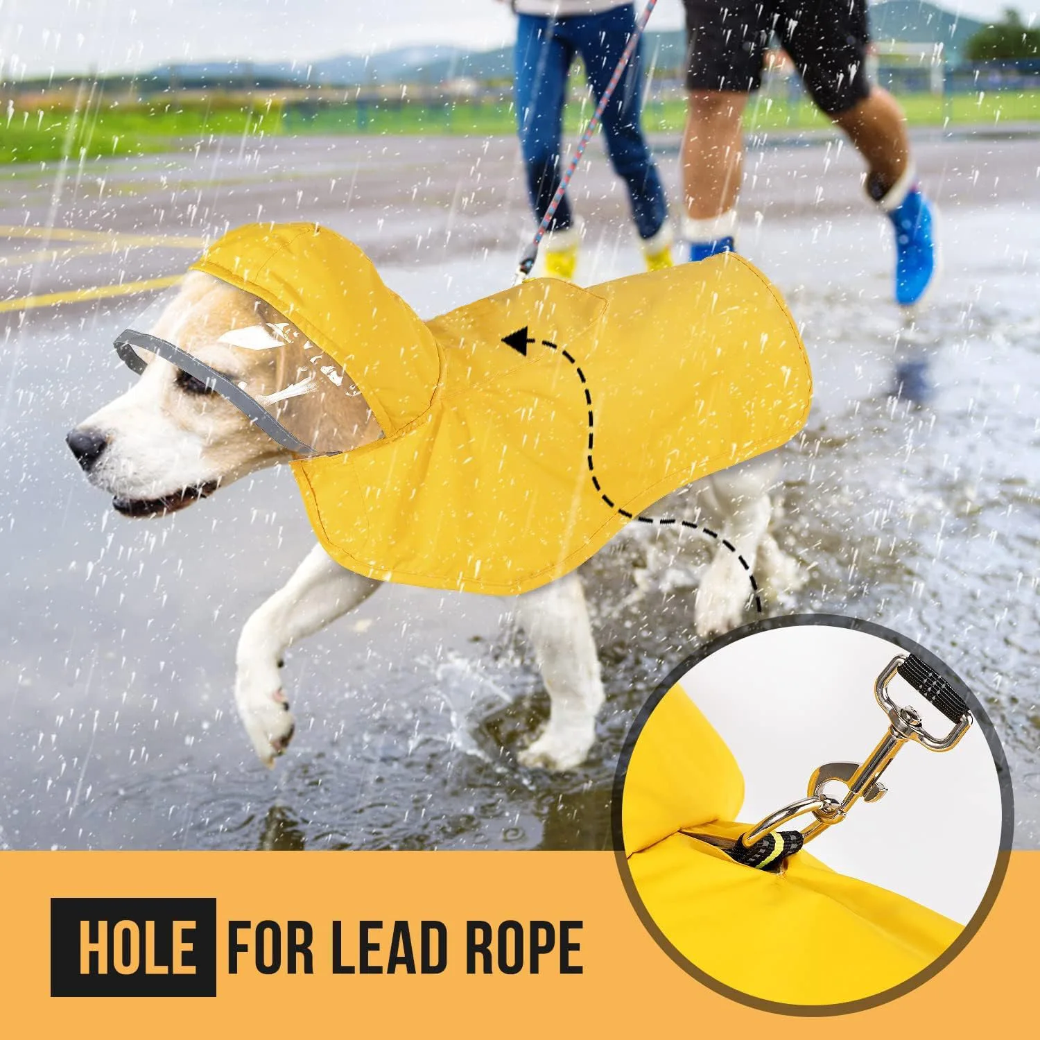 Chubasquero reflectante para perros para todo tipo de clima, capa con revestimiento de PU, Poncho impermeable para perros pequeños, medianos y grandes, mascotas Pitbull Husky - imagen 2