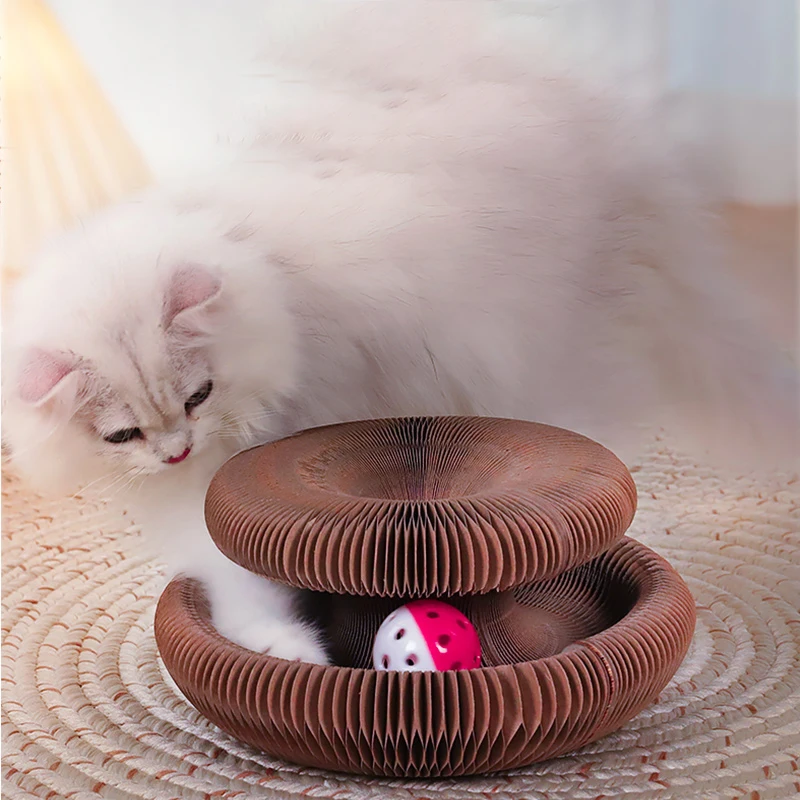 HOOPET-tablero de rascado para gato, órgano mágico, resistente al desgaste, tablero de rascado de panal corrugado con campana, juguete interactivo para gato - imagen 2