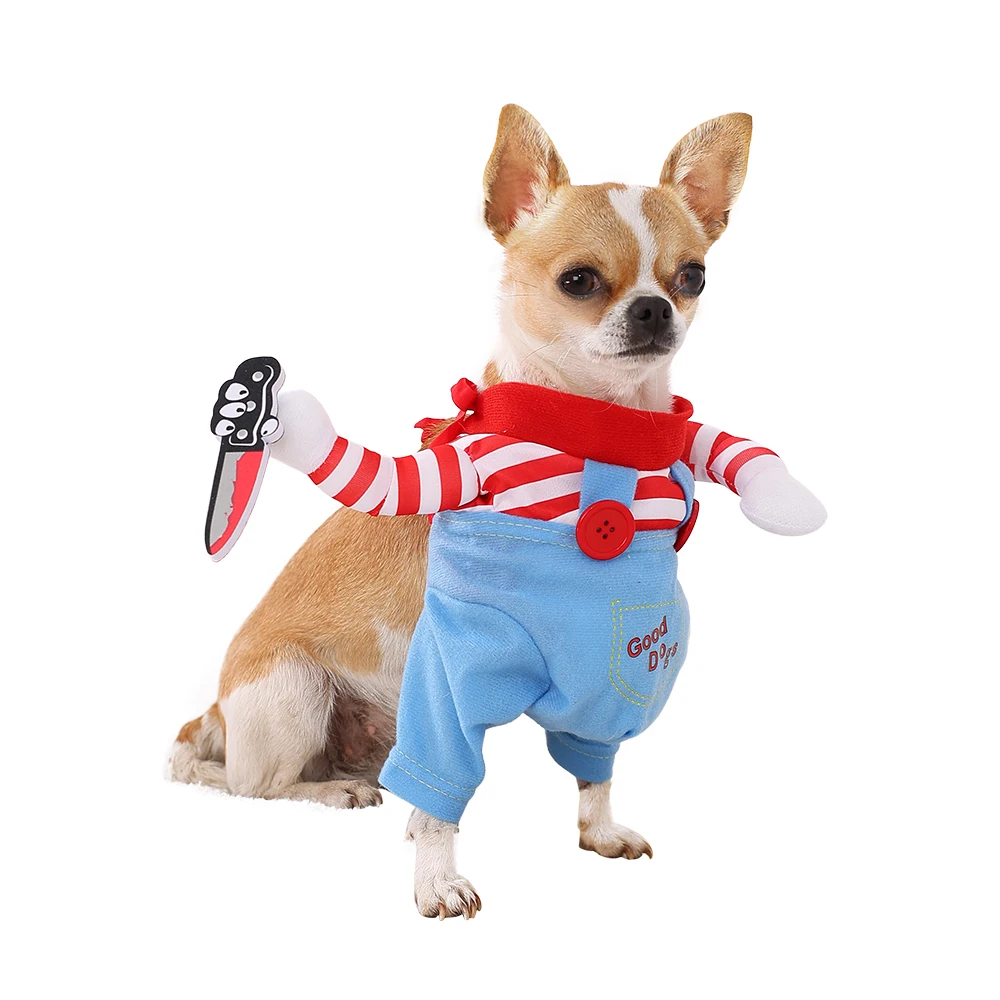 Ropa divertida y bonita para perros, disfraz de Halloween para mascotas para perros pequeños y grandes, trajes de Cosplay ajustables para cachorros, mono, ropa de fiesta de Pug - imagen 5