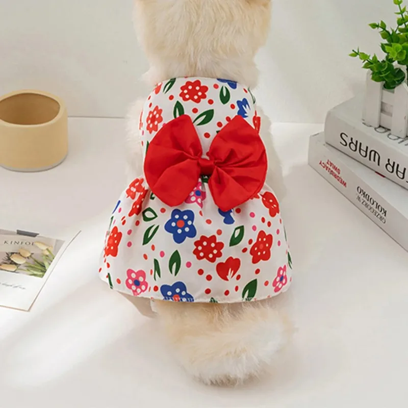 Vestidos para perros pequeños y niñas, vestidos florales para cachorros, vestido de princesa con lazo, trajes bonitos de verano, ropa para gatos