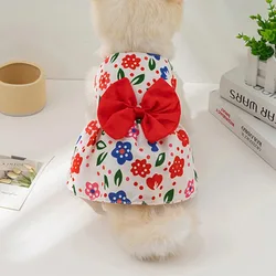 Vestidos para perros pequeños y niñas, vestidos florales para cachorros, vestido de princesa con lazo, trajes bonitos de verano, ropa para gatos