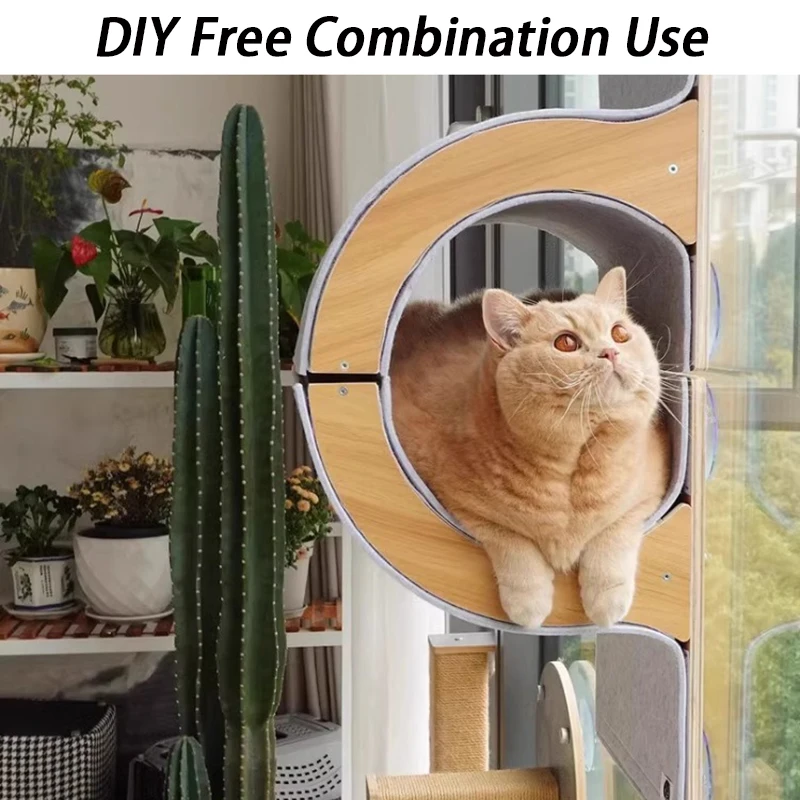 DIY combinación gratuita nido de gato ventana pared ventosa gato tablero rascador plataforma escalada juego marco gatos juguetes suministros - imagen 2