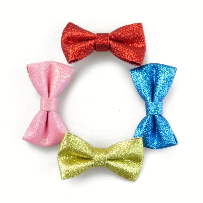 Collar de perro con purpurina estilo inglés personalizado, collares sólidos personalizados para mascotas con lazo grabado, etiqueta de nombre de identificación, accesorios para mascotas - imagen 4