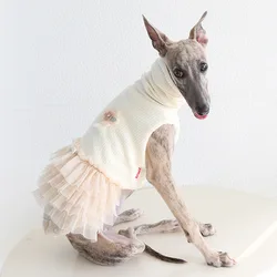 Vestido floral dulce para Whippet y Bedlington – Falda sin mangas