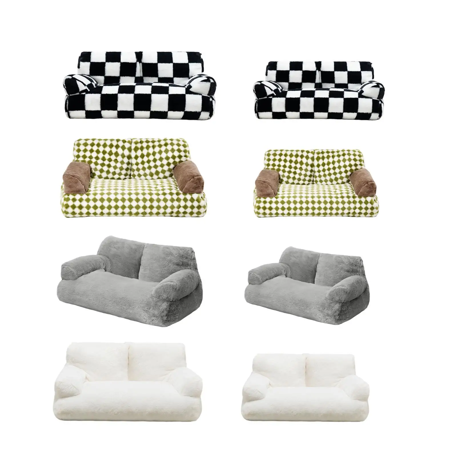 Washable Cat Bed Fluffy Cat Couch Comfortable All Seasons Pet Couch Bed Pet Sofa Bed for Small Dogs Puppy Kittens Indoor Cats