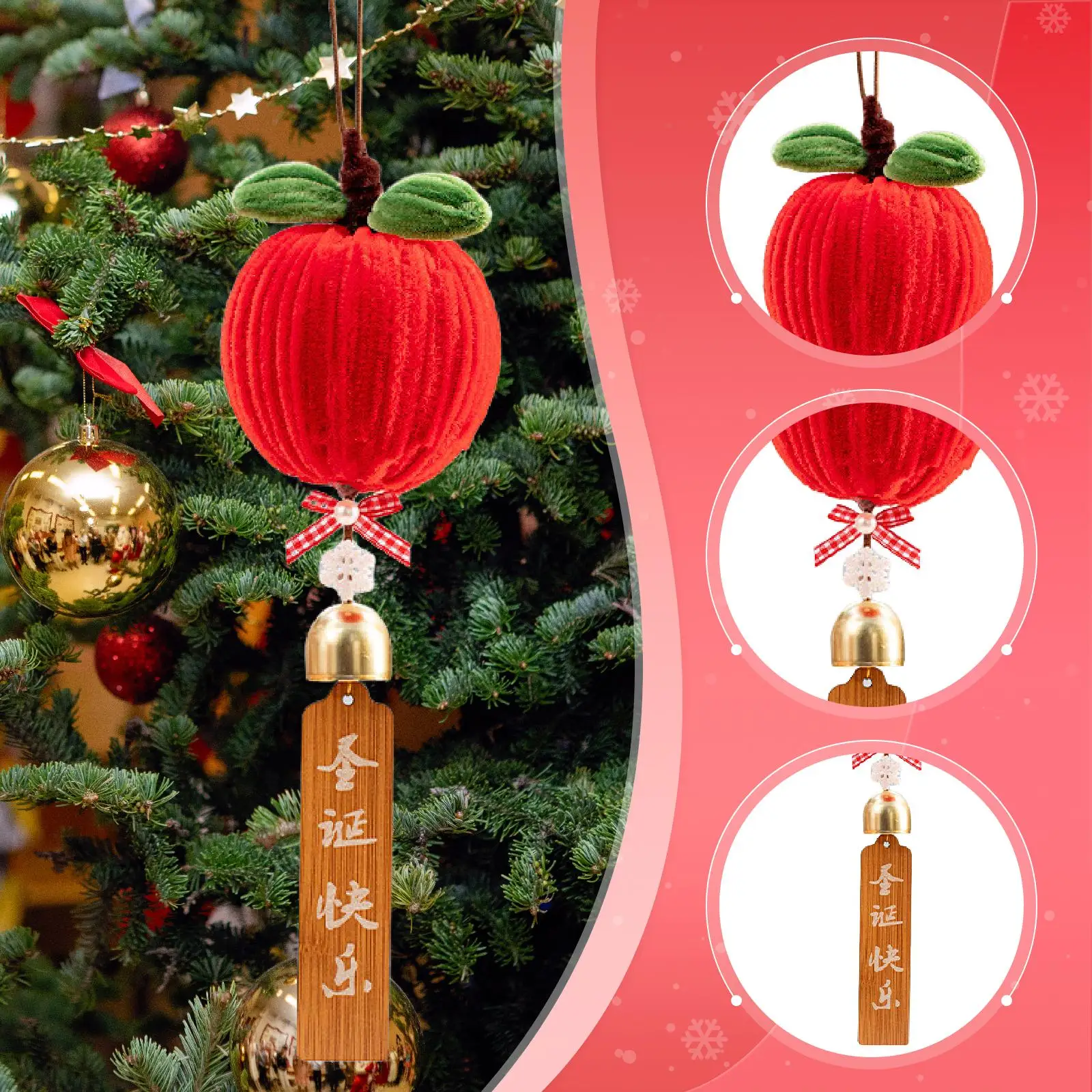 Kit de adornos navideños DIY, suministros para manualidades de manzana, accesorios para fotos, decoración colgante de Navidad para pared, familia, amigo, coche, niños, adultos, oficina - imagen 5