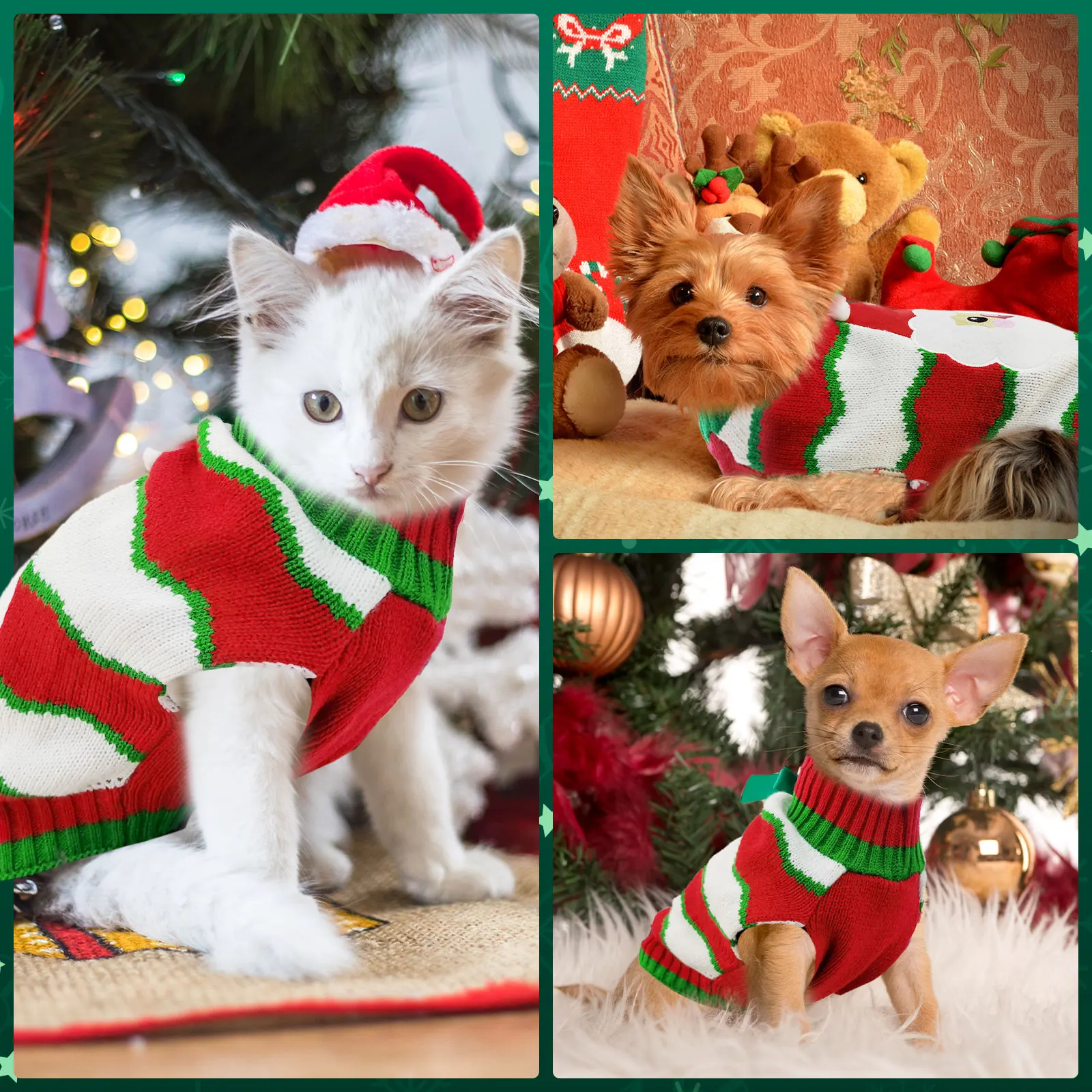 Jersey navideño para perros pequeños y medianos – Abrigo cálido de punto - imagen 2