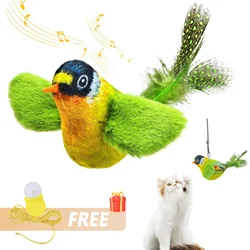 Juguete interactivo pájaro para gatos – sonido realista hierba gatera