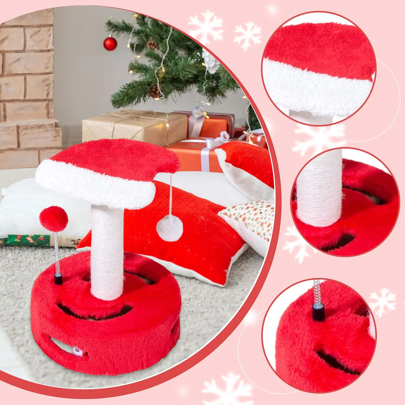 Cat Scratching Post Cat Climbing Tree with Ball Kitten Interactive Toy Cats Scratcher for Cat Kitten Indoor Playing - imagen 4