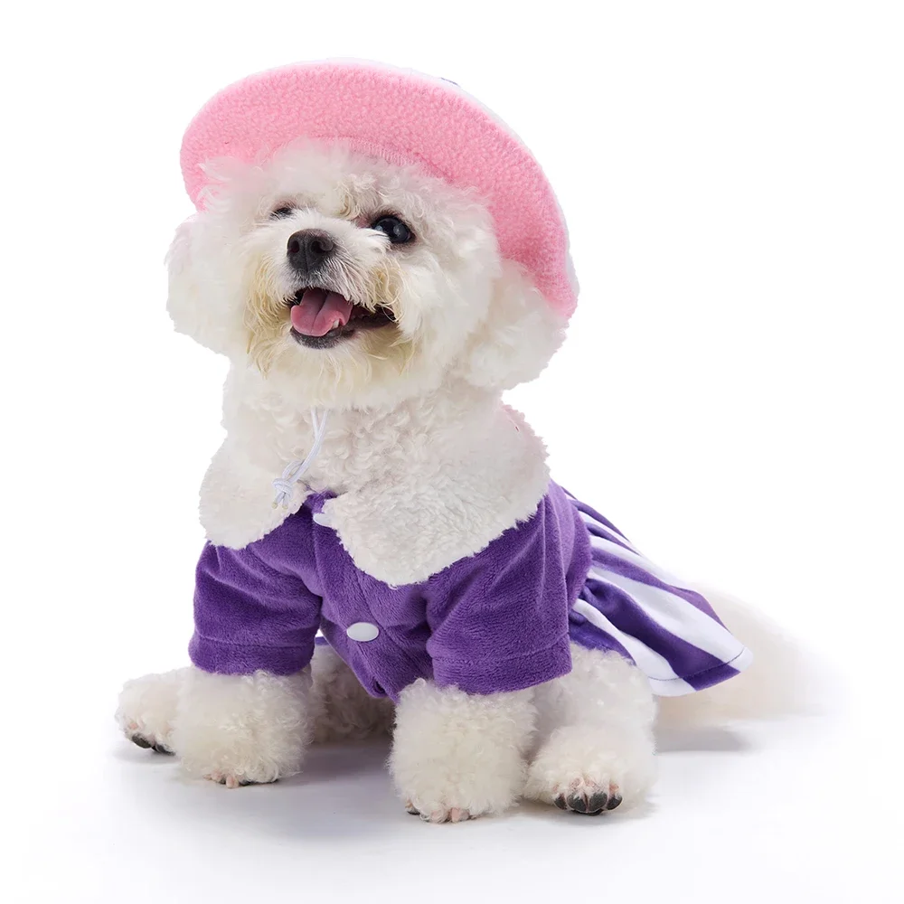 Vestido de lana cálido para perros pequeños a XL con sombrero, traje de Navidad de reno, disfraz de vestido suave para mascotas de invierno - imagen 3