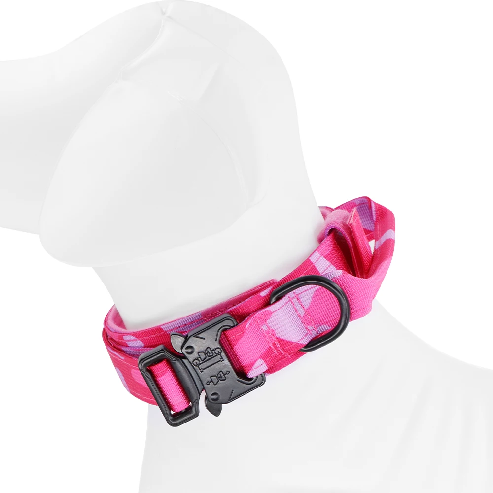 Collar táctico de camuflaje rosa para perro, correa suave personalizada, anticolisión de camuflaje rosa, adecuado para perros grandes - imagen 3