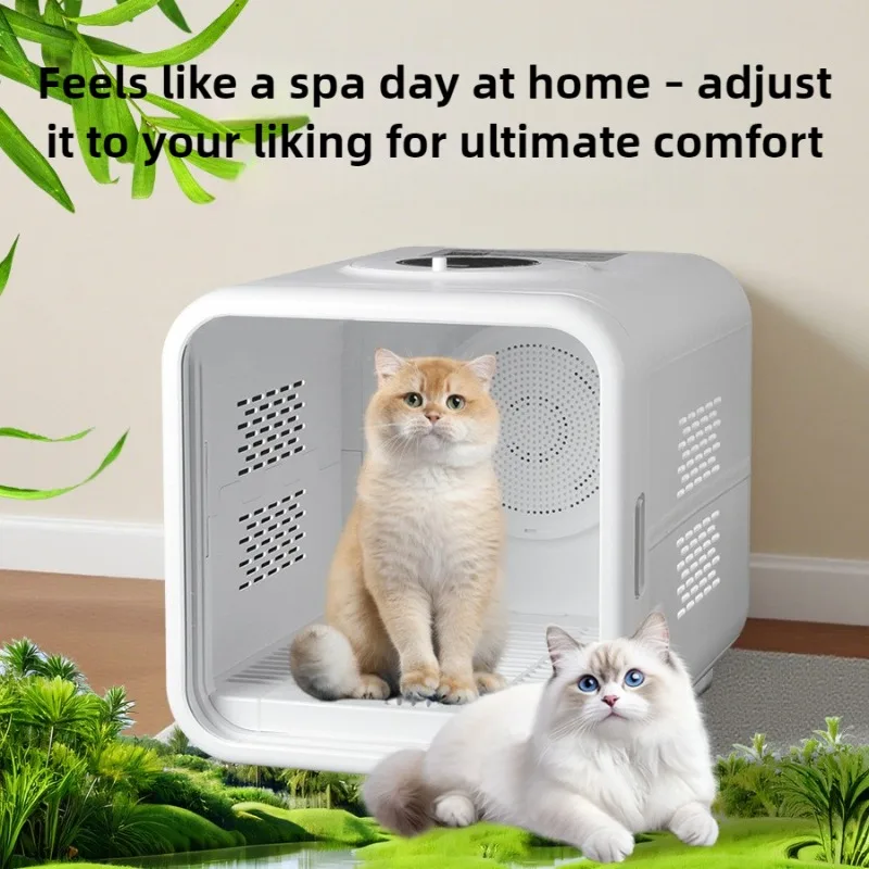 Caja de secado para mascotas de gran espacio, 1200W, 53L, secador de pelo automático para perros y gatos, secadora silenciosa, desinfección antibacteriana, secadores para perros