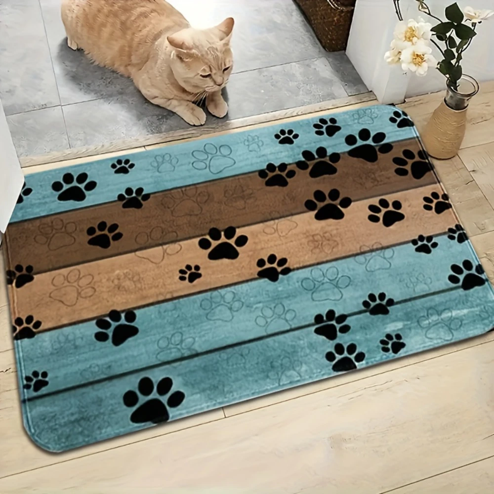 Felpudo con estampado de patas de perro, tapete antideslizante para puerta de perro, alfombra para puerta de entrada con patas fangosas, absorbente de agua, manta para dormir de secado rápido para perros - imagen 3