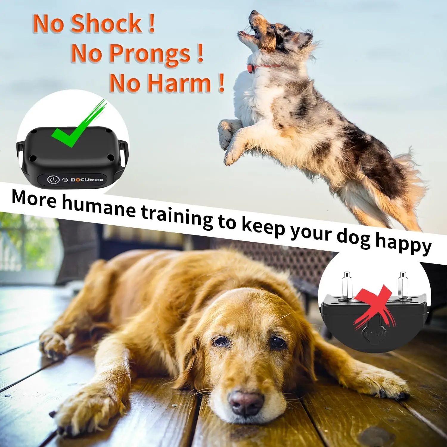 Collar vibratorio para perros sin choque, Collar de adiestramiento remoto para perros, alcance de 3300 pies, Collar vibratorio para perros de 9 tonos de estilo para perros de todas las razas - imagen 3