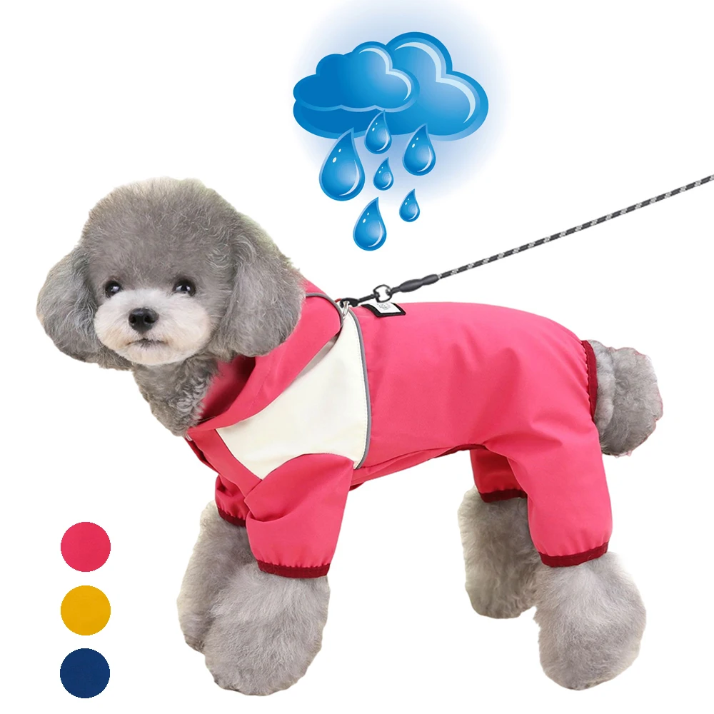 Mono impermeable para perros con gorros, chubasquero para perros de cuatro patas, ropa para cachorros pequeños, chubasquero reflectante para Chihuahua, disfraz para mascotas